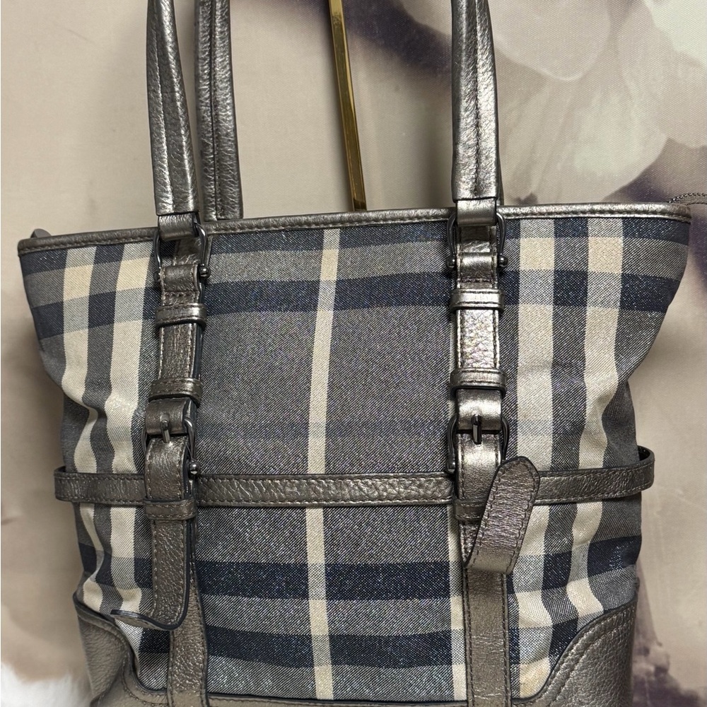 Burberry Black Plaid Lined Bag medium